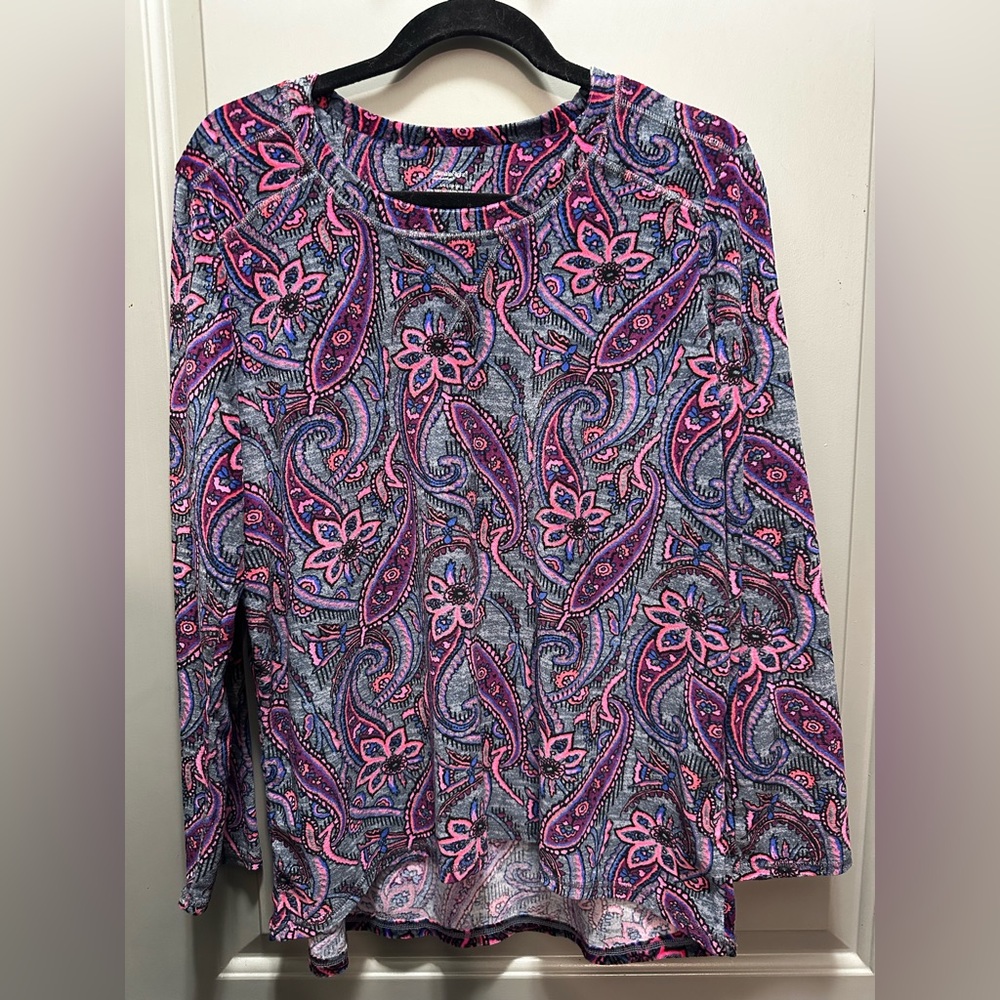 Climate Right by CuddlDuds Size L (14-16) Paisley Fleece Top Pre-owned